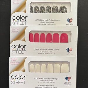 Color Street Nail Polish Strips Trio - Black, Pink, Cream
